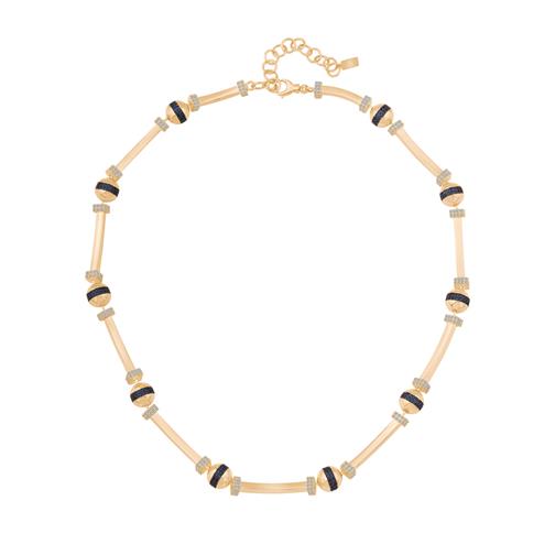 Mavi Taşlı Top Silindir Kolye