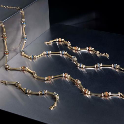 Mavi Taşlı Top Silindir Kolye