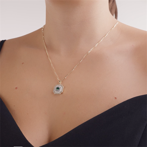 Mineli Taşlı Tasarım Kolye