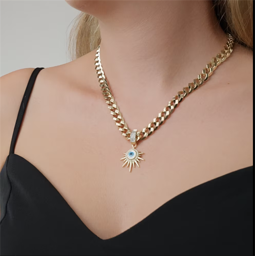 Nazar Boncuklu Taşlı Charm