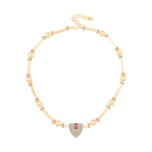 Pembe Baget Taşlı Silindir Kolye