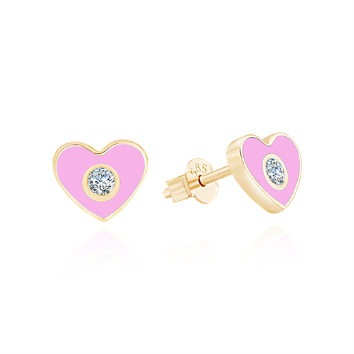 Pembe Kalp İğneli Çocuk Küpe