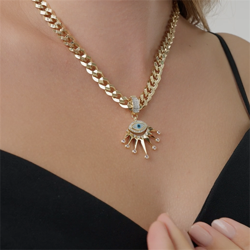 Pembe Taşlı Nazar Göz Charm