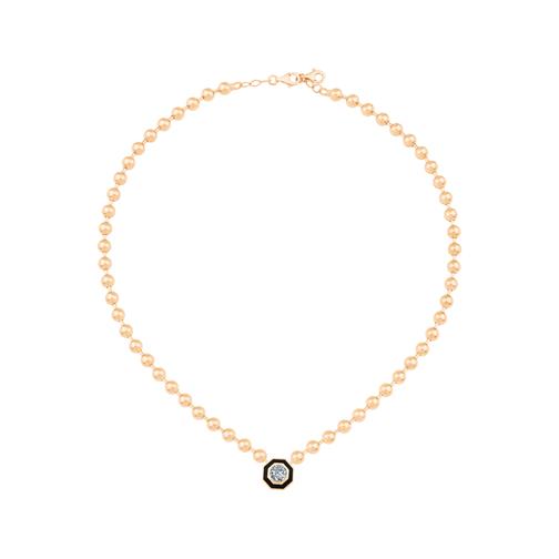 Siyah Mineli Taşlı Top Kolye