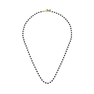 Siyah Top Top Altın Kolye