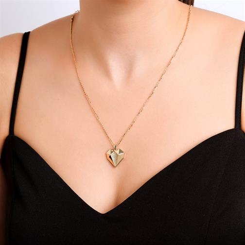 Taşlı Kalp Tasarım Kolye