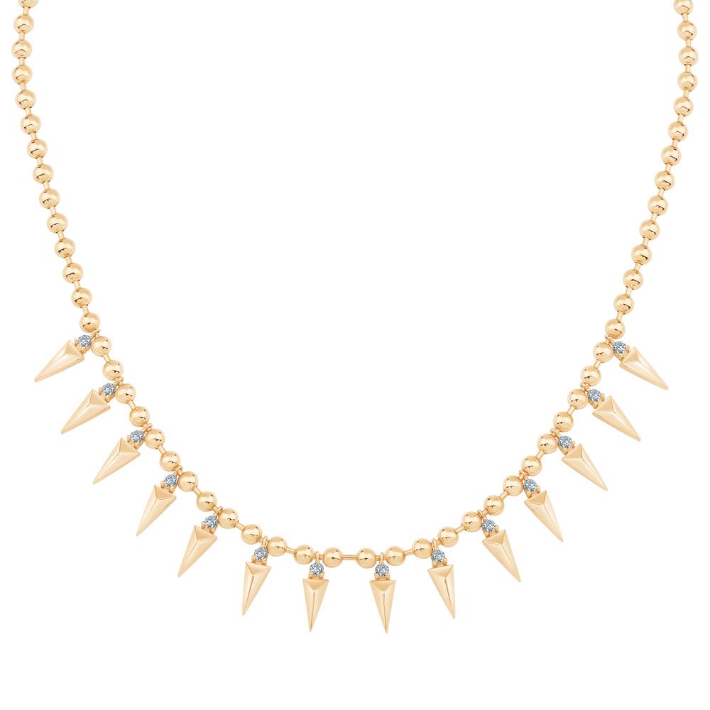 Altın Taşlı Mini Sivri Kolye