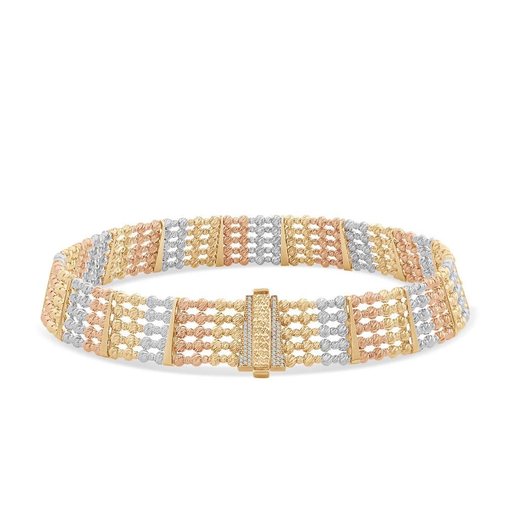 Beş Sıra Üç Renk Choker Kolye