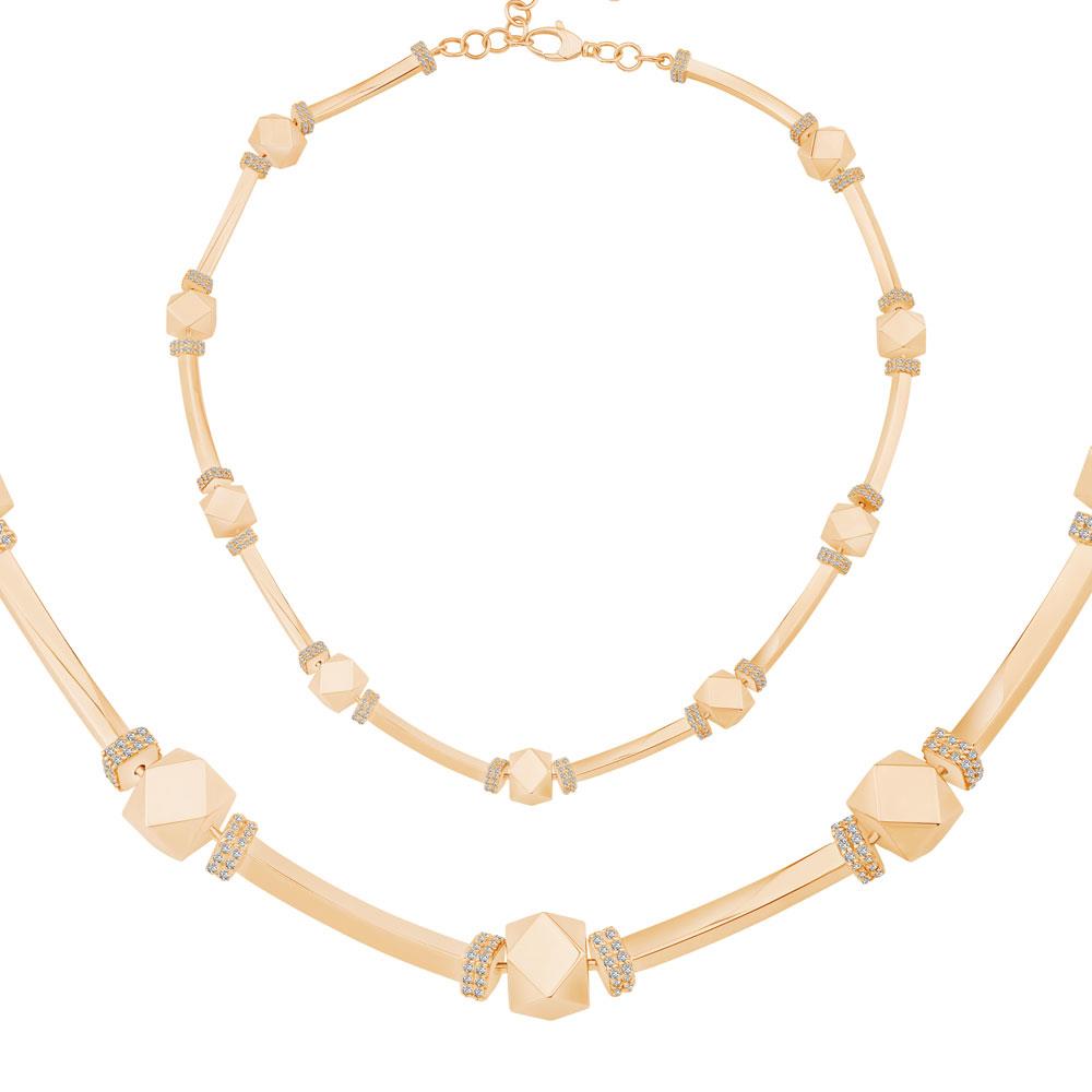 Geometrik Taşlı Altın Set