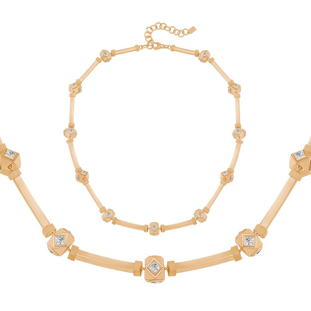 Kare Taşlı Silindir Kolye