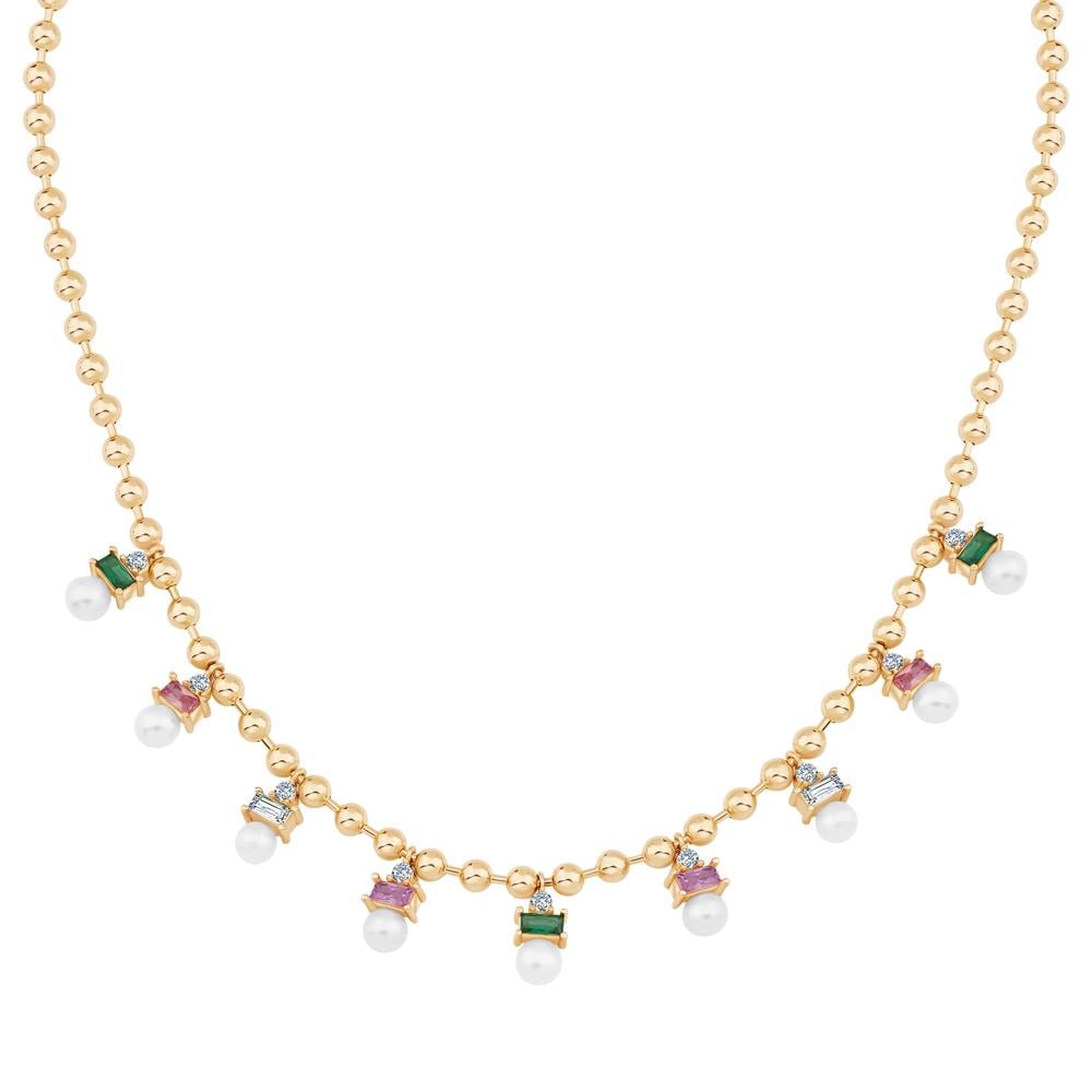 Renkli Taşlı İnci Kolye