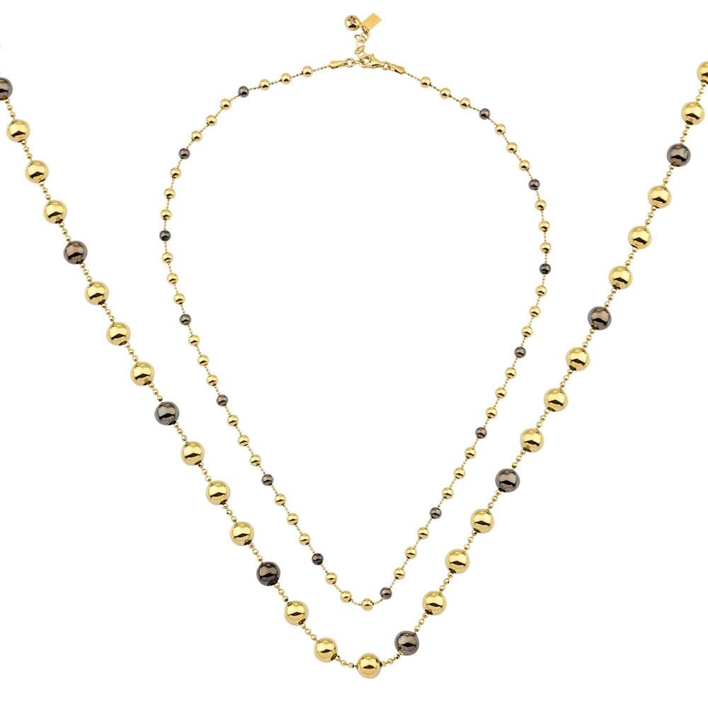 Siyah Top Renkli Altın Kolye