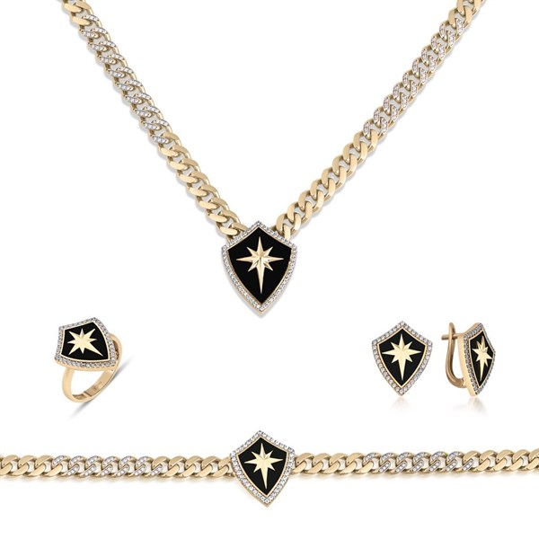Siyah Mineli Kalkan Figürlü Gurmet Set - EMA Jewellery