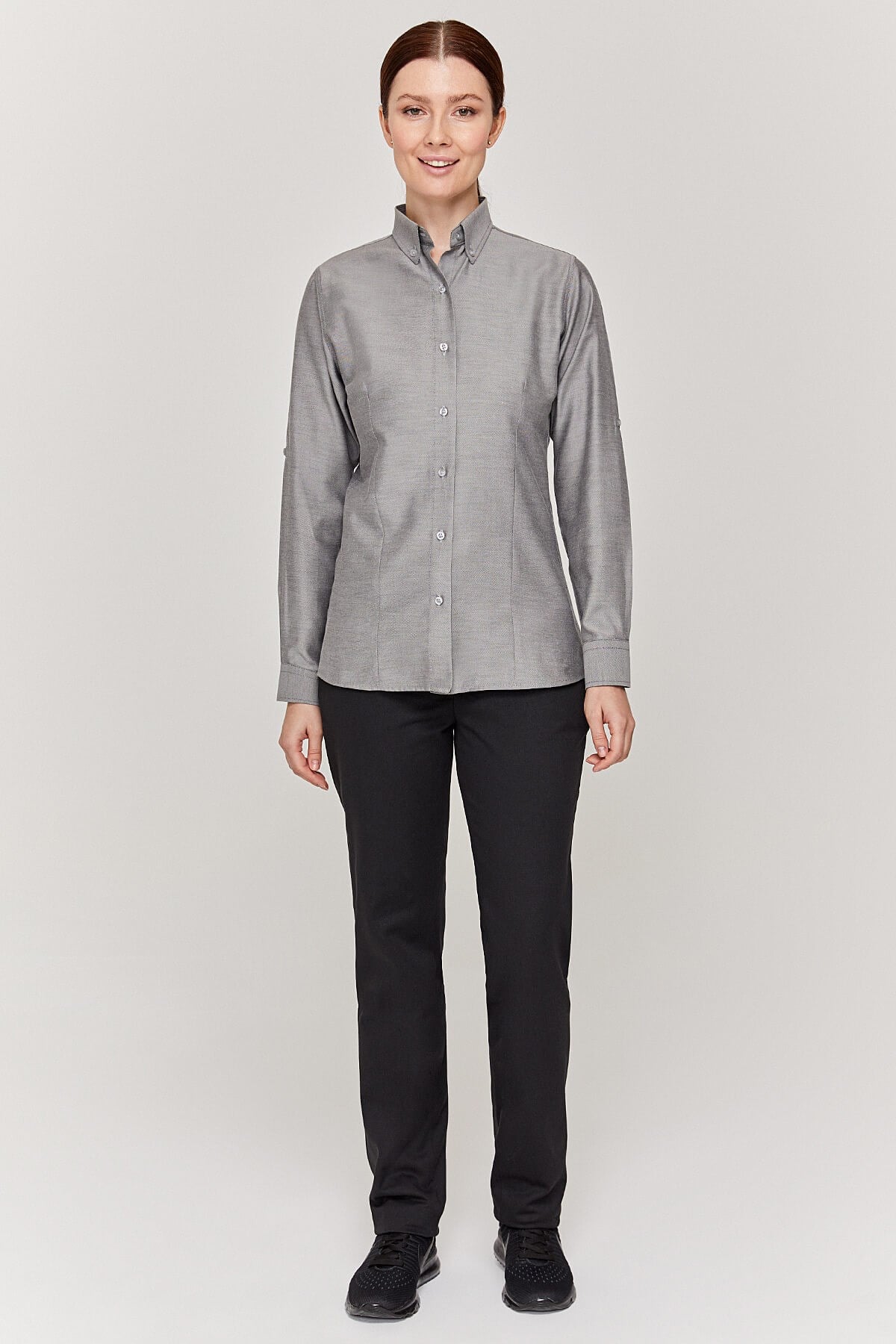Oxford Kadın Slim Fit Koyu Gri Gömlek