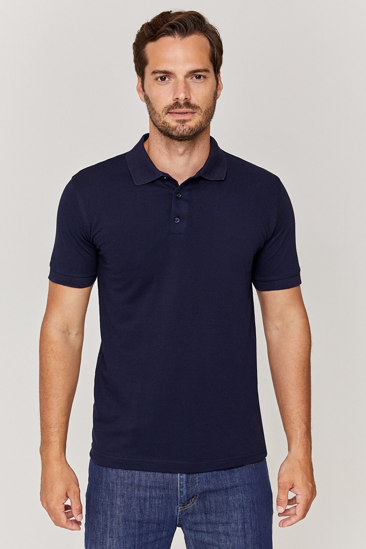 Polo yaka Unisex Lacivert T-Shirt
