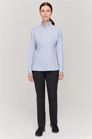 Oxford Kadın Slim Fit Açık Mavi Gömlek
