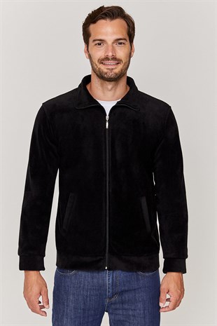 Unisex Tam fermuarlı Siyah Polar Ceket