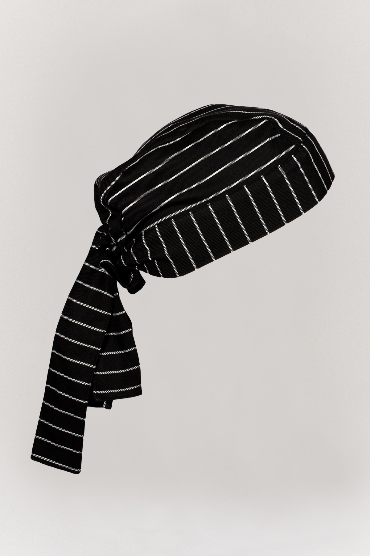 Aşçı Siyah Üzeri İnce Beyaz Çizgili Bandana