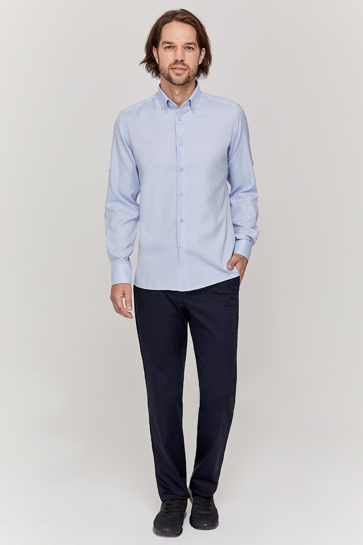 Oxford Erkek Slim Fit Açık Mavi Gömlek