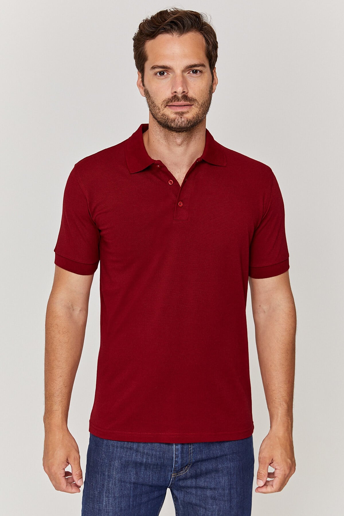 Polo yaka Unisex Bordo T-Shirt