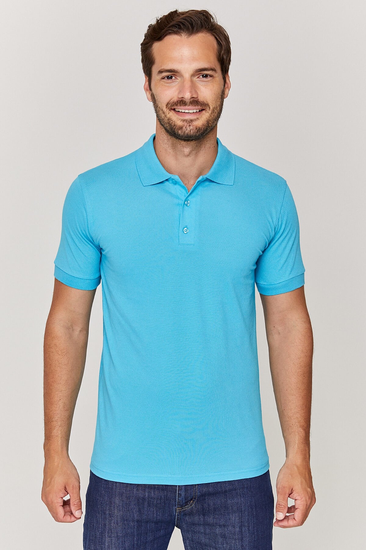Polo yaka Unisex Turkuaz T-Shirt