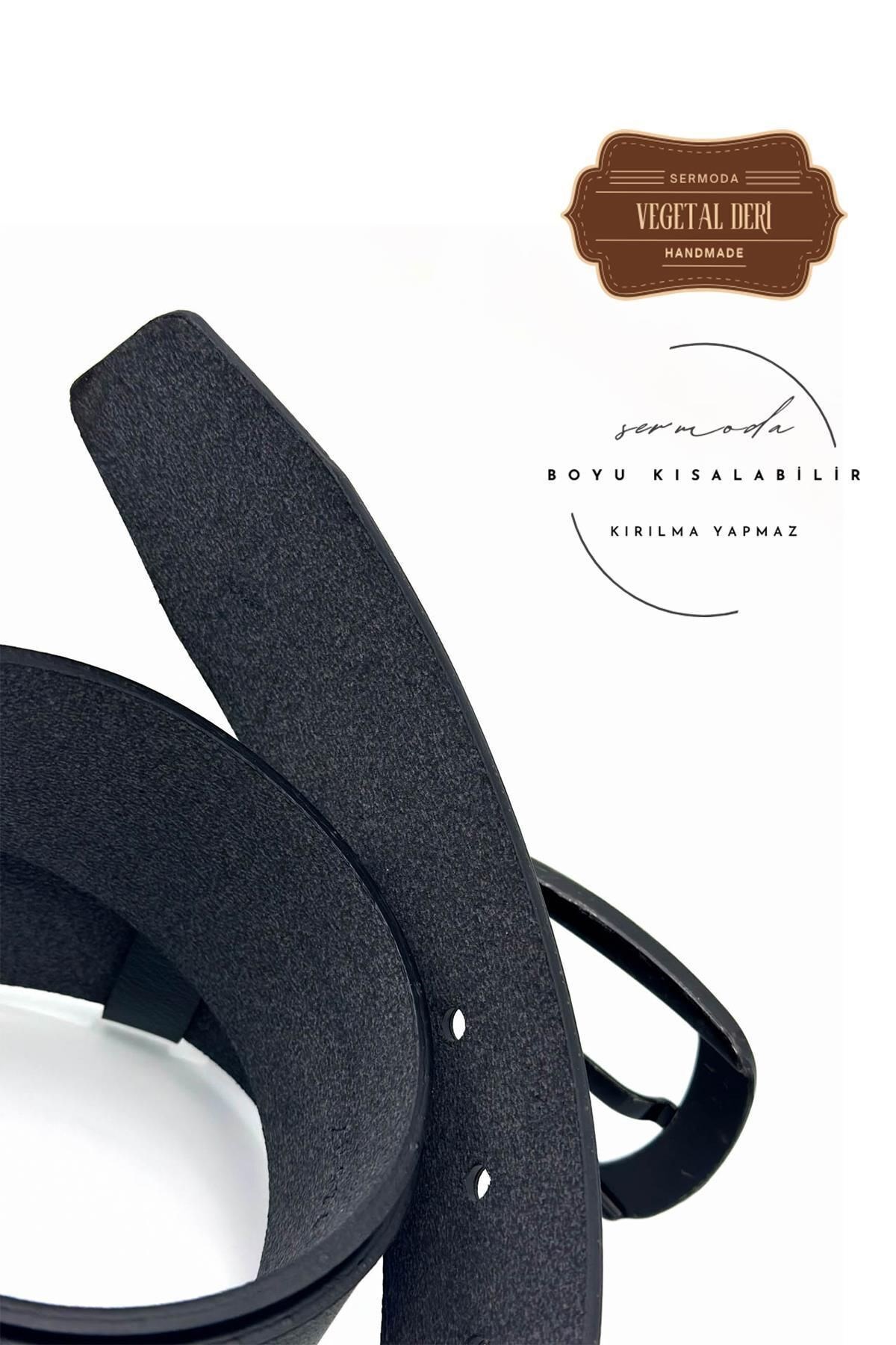 SERMODA , Kemer , 44 Mm Baskılı Kaliteli Vegetal Deri Erkek Kot Kemeri Siyah