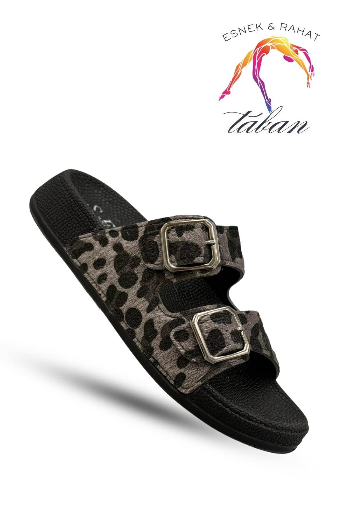 SERMODA , Kadın Terlik & Sandalet Modelleri ve Fiyatları | Sermoda , Çift Toka Kadın Terlik - Rahat ve Esnek Tabanlı Ayarlanabilir Bantlı Kadın Terlik Leopar Gri