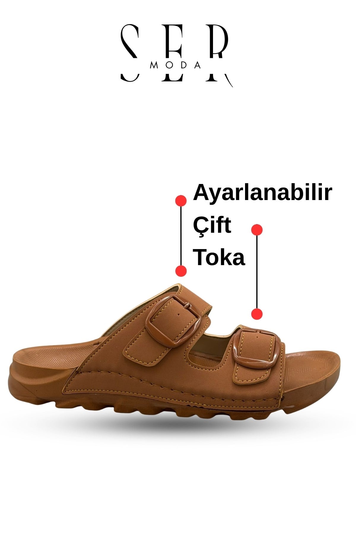 SERMODA , Kadın Terlik & Sandalet Modelleri ve Fiyatları | Sermoda , Kadın Terlik  – Esnek Anatomik Tabanlı Ayarlanabilir Çift Tokalı Kadın Terlik Taba