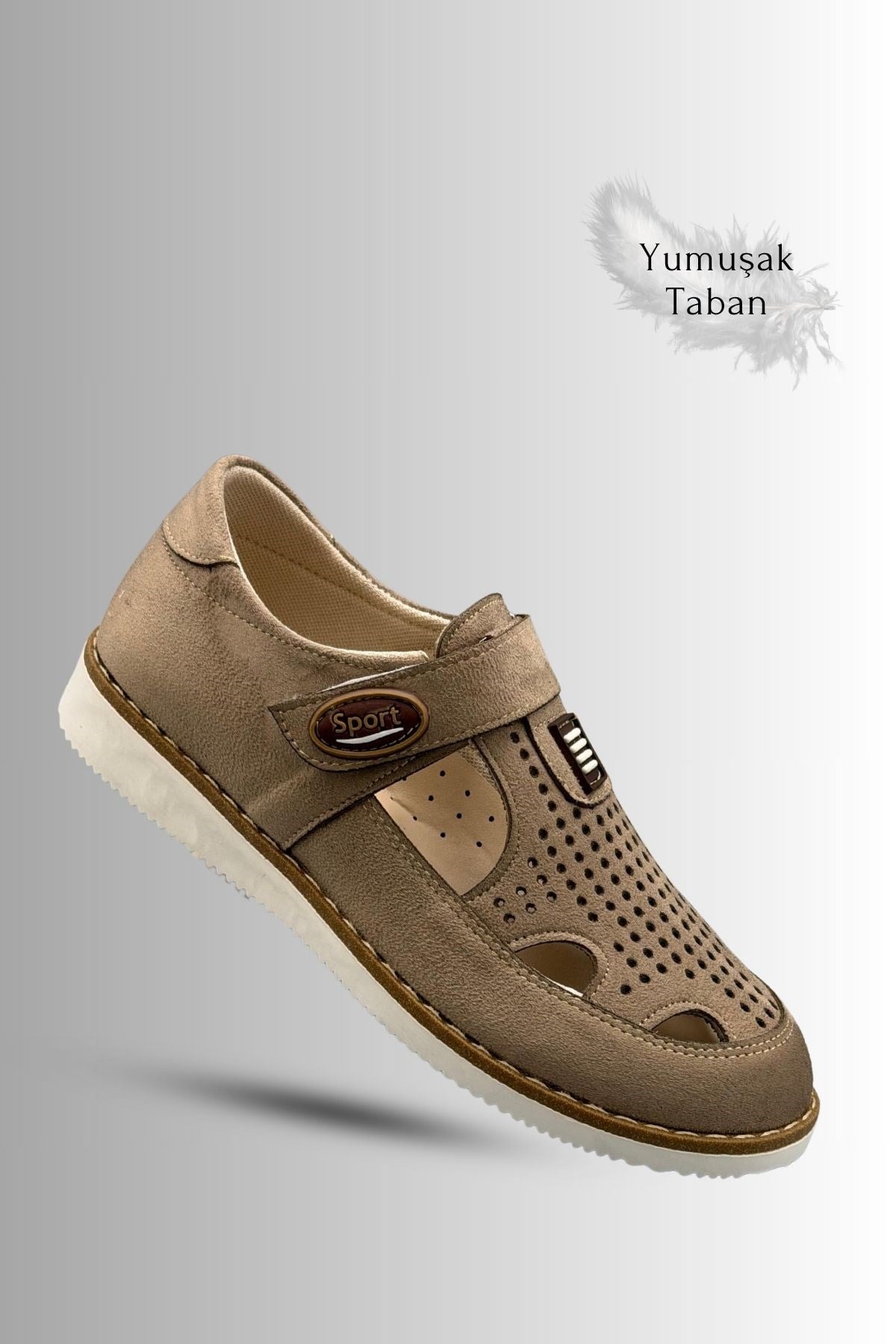 SERMODA , Sandalet , Sermoda Çocuk Sandalet - Cırtlı Süet Yumuşak Taban Erkek Çocuk Sandalet Kum
