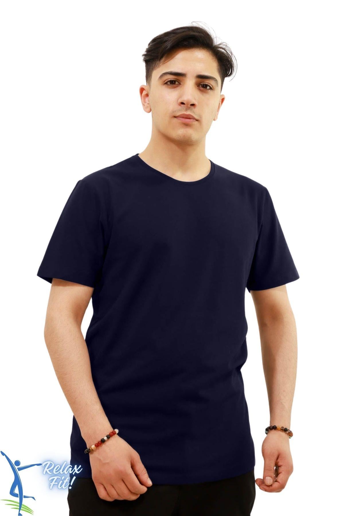 SERMODA , T-Shirt , Sermoda Rahat Kesim Bisiklet Yaka Pamuklu Penye T-Shirt Lacivert