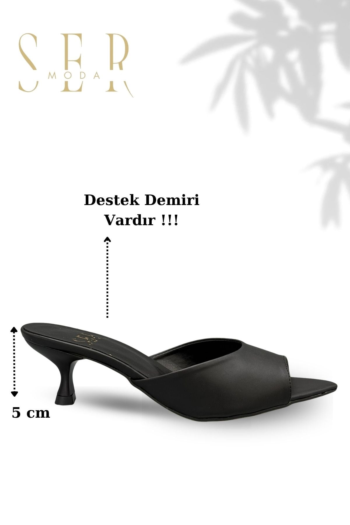 SERMODA , Terlik , Sermoda Topuklu Kadın Terlik - 5 cm İnce Topuklu Kadın Terlik Siyah