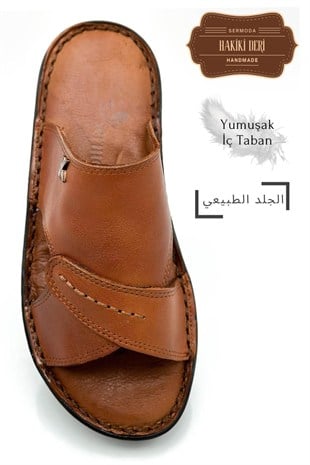 SERMODA , Terlik , Hakiki Gerçek Deri Erkek Terlik Hafif Terlik Deri Taba