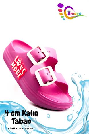 Lil Amore , Terlik , Lil Amore Çift Toka Hafif Eva Yazlık Plaj Çocuk Terliği Havuz Terliği Lavabo Terliği LM Fuşya