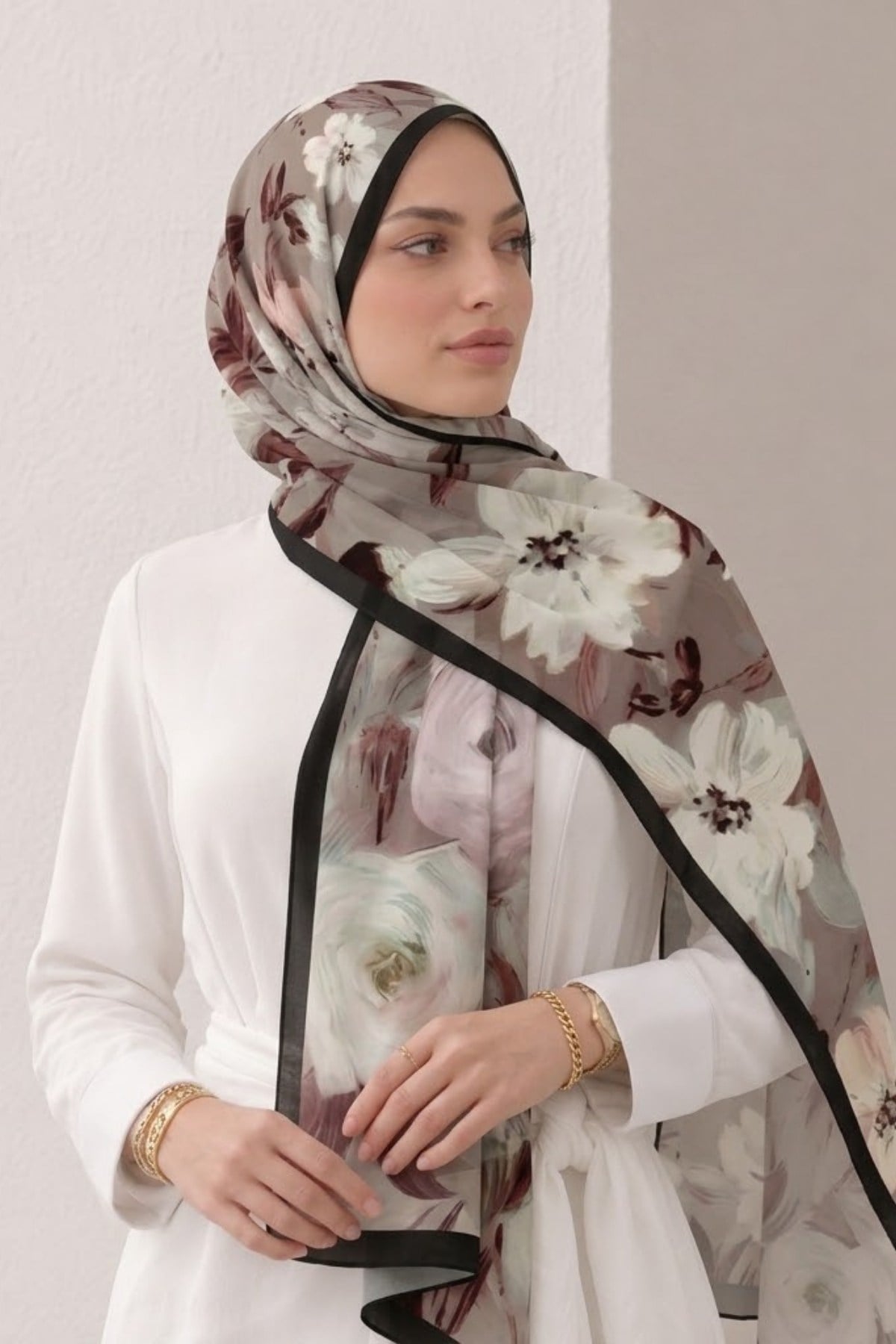 SERMODA , Tesettür Şal & Eşarp , Bambu Kraş Çiçek Baskılı Şal 16