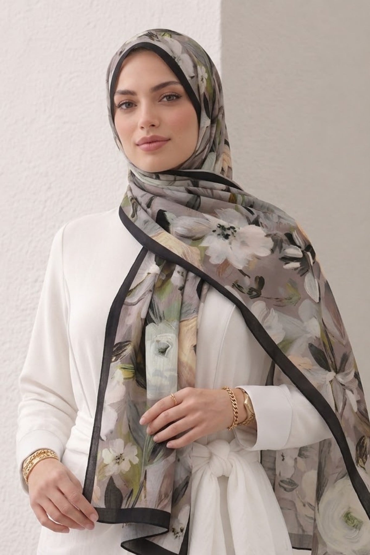 SERMODA , Tesettür Şal & Eşarp , Bambu Kraş Çiçek Baskılı Şal 2