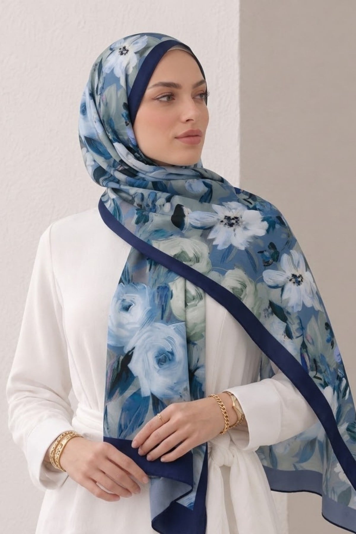 SERMODA , Tesettür Şal & Eşarp , Bambu Kraş Çiçek Baskılı Şal 21