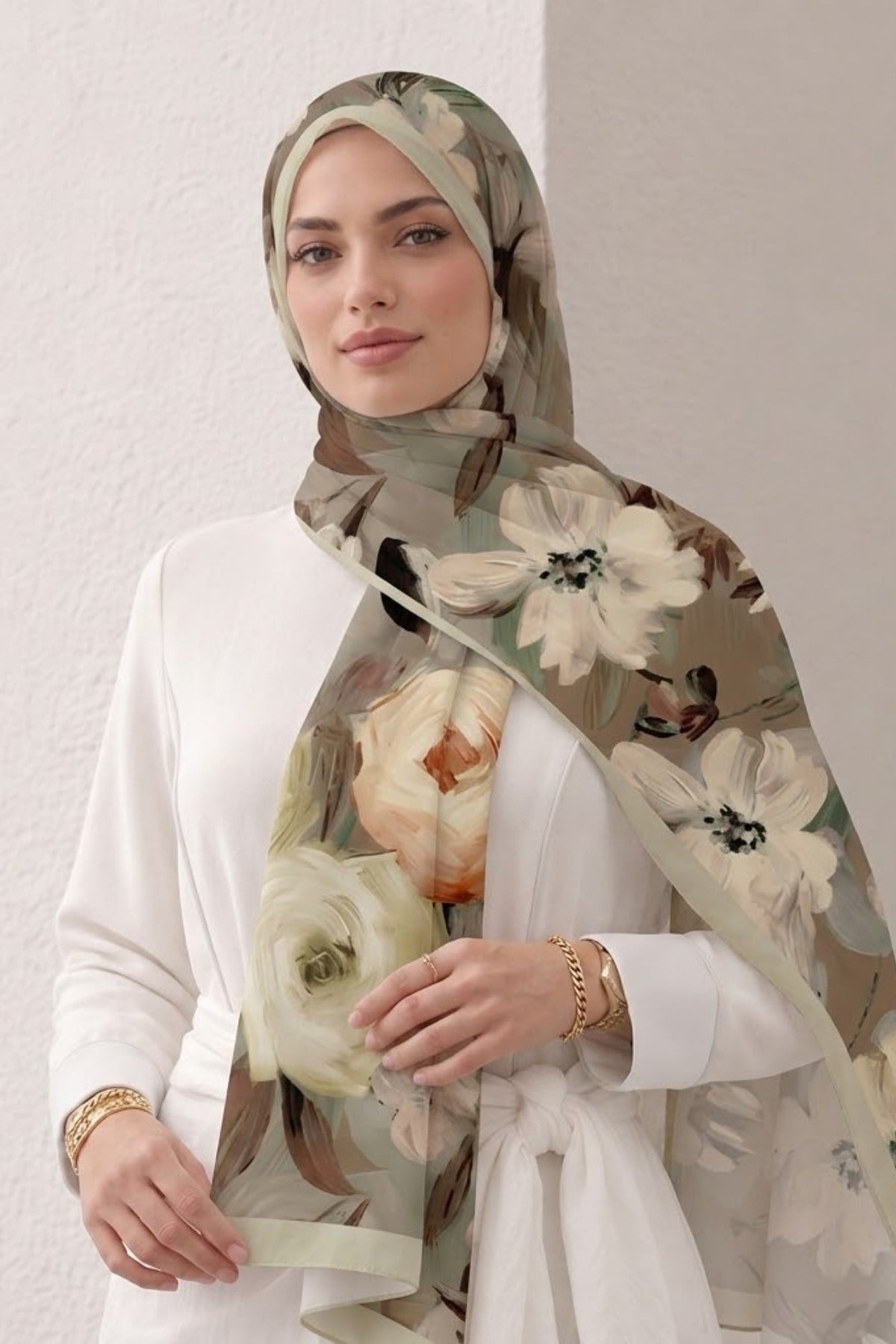 SERMODA , Tesettür Şal & Eşarp , Bambu Kraş Çiçek Baskılı Şal 26