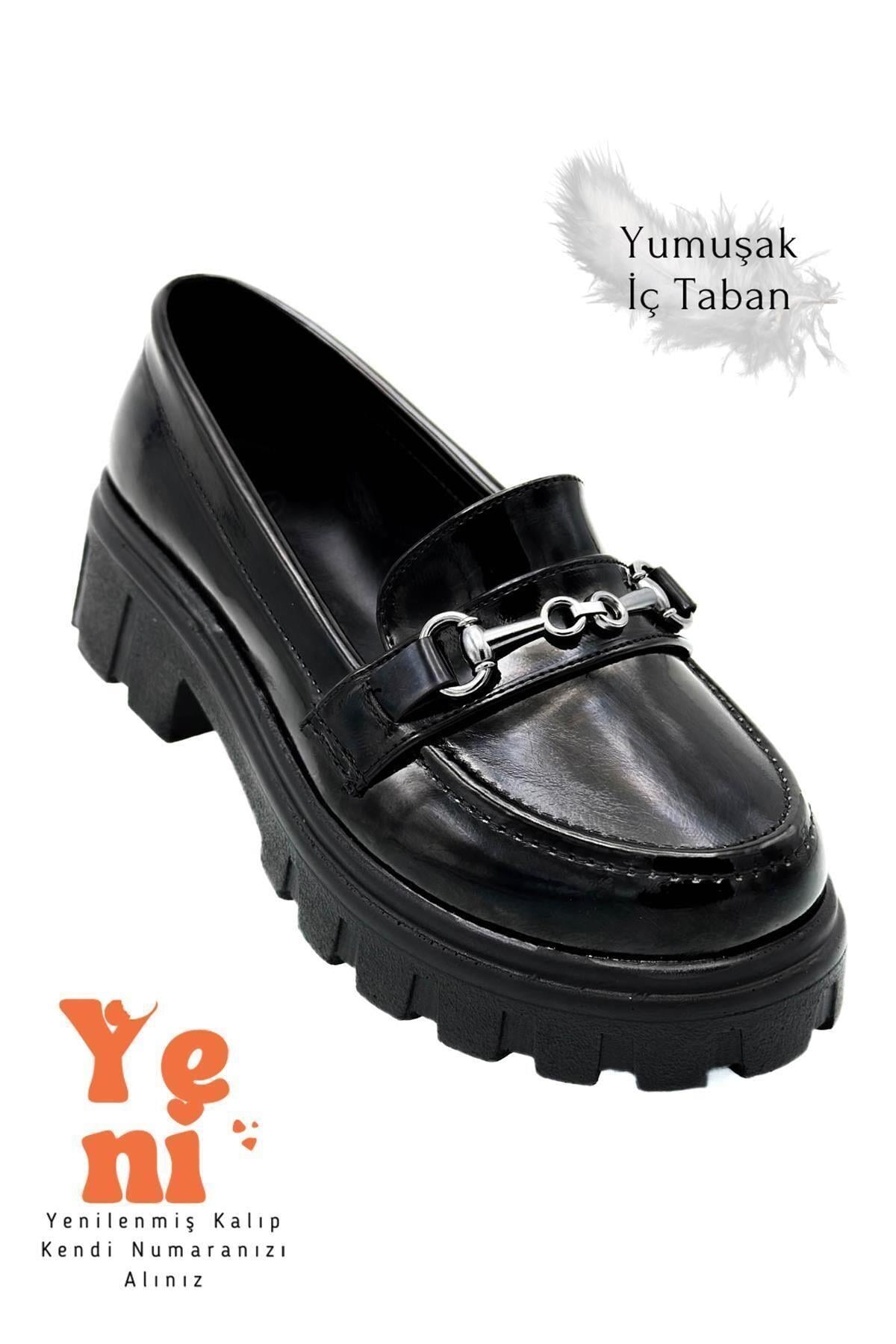 Lil Amore , Günlük Ayakkabı , Kız Çocuk İçin Loafer Okul Ayakkabısı – Günlük Kullanıma Uygun Rugan Siyah