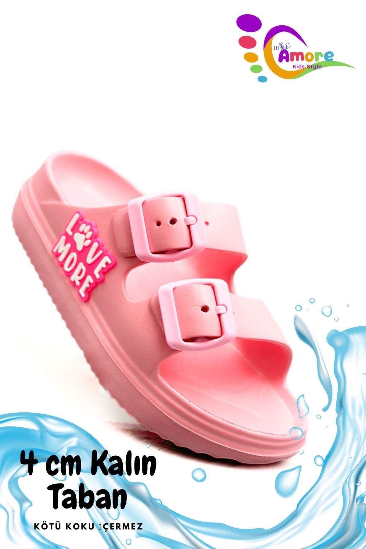 Lil Amore , Terlik , Lil Amore Çift Toka Hafif Eva Yazlık Plaj Çocuk Terliği Havuz Terliği Lavabo Terliği LM Pembe
