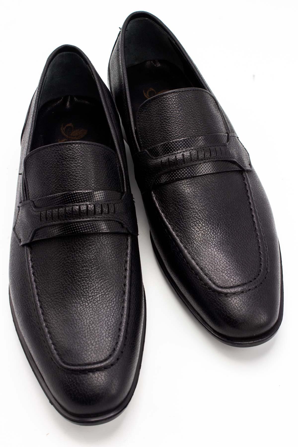 Sermoda %100 Hakiki Deri Bağcıksız Model Fantazi Erkek Ayakkabı Siyah