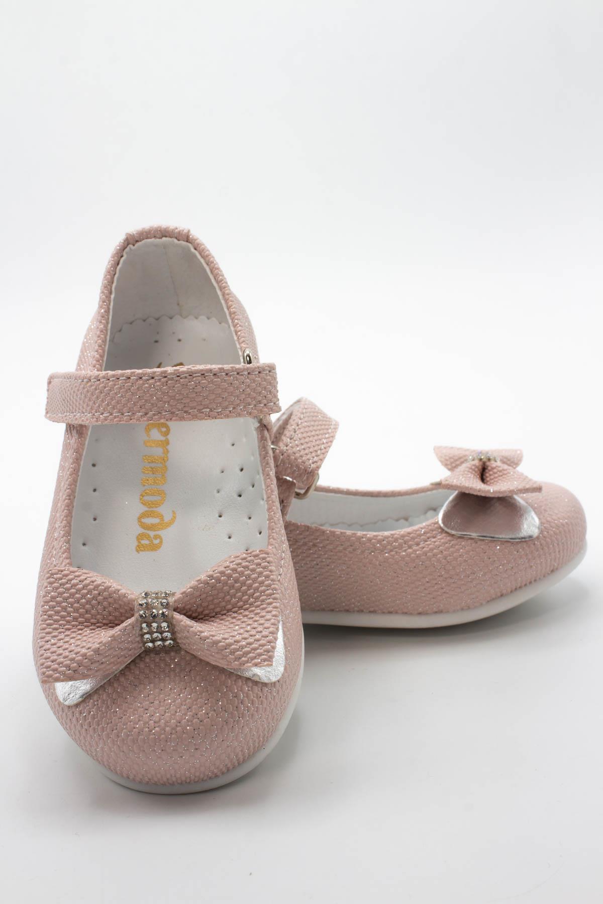 Sermoda Fiyonk Taş Detay Simli Bebek Babet Pembe