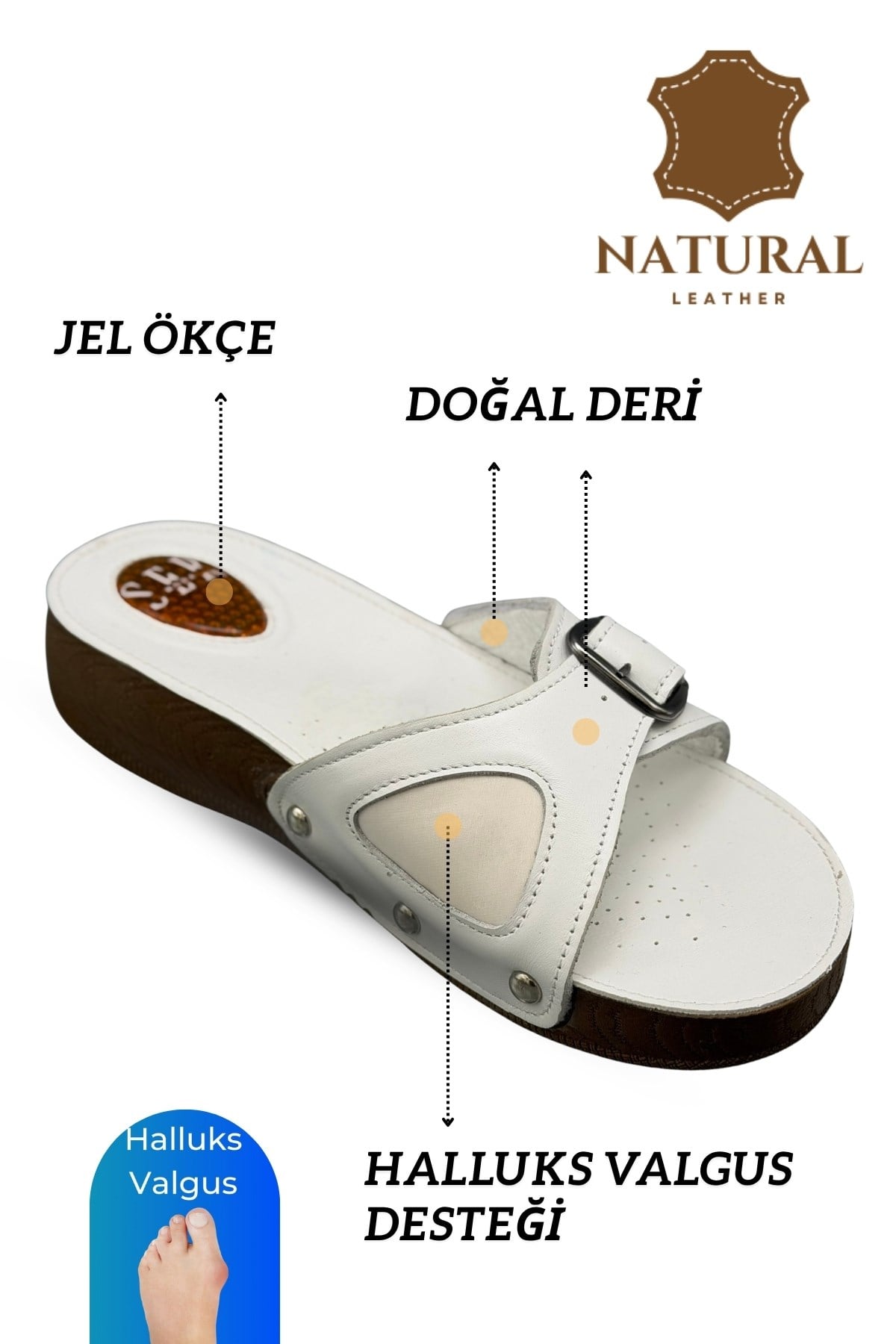 SERMODA , Kadın Terlik & Sandalet Modelleri ve Fiyatları | Sermoda , Sermoda Hakiki Deri Kadın Terlik - Halluks Valgus Destekli Jel Taban Kadın Terlik Beyaz