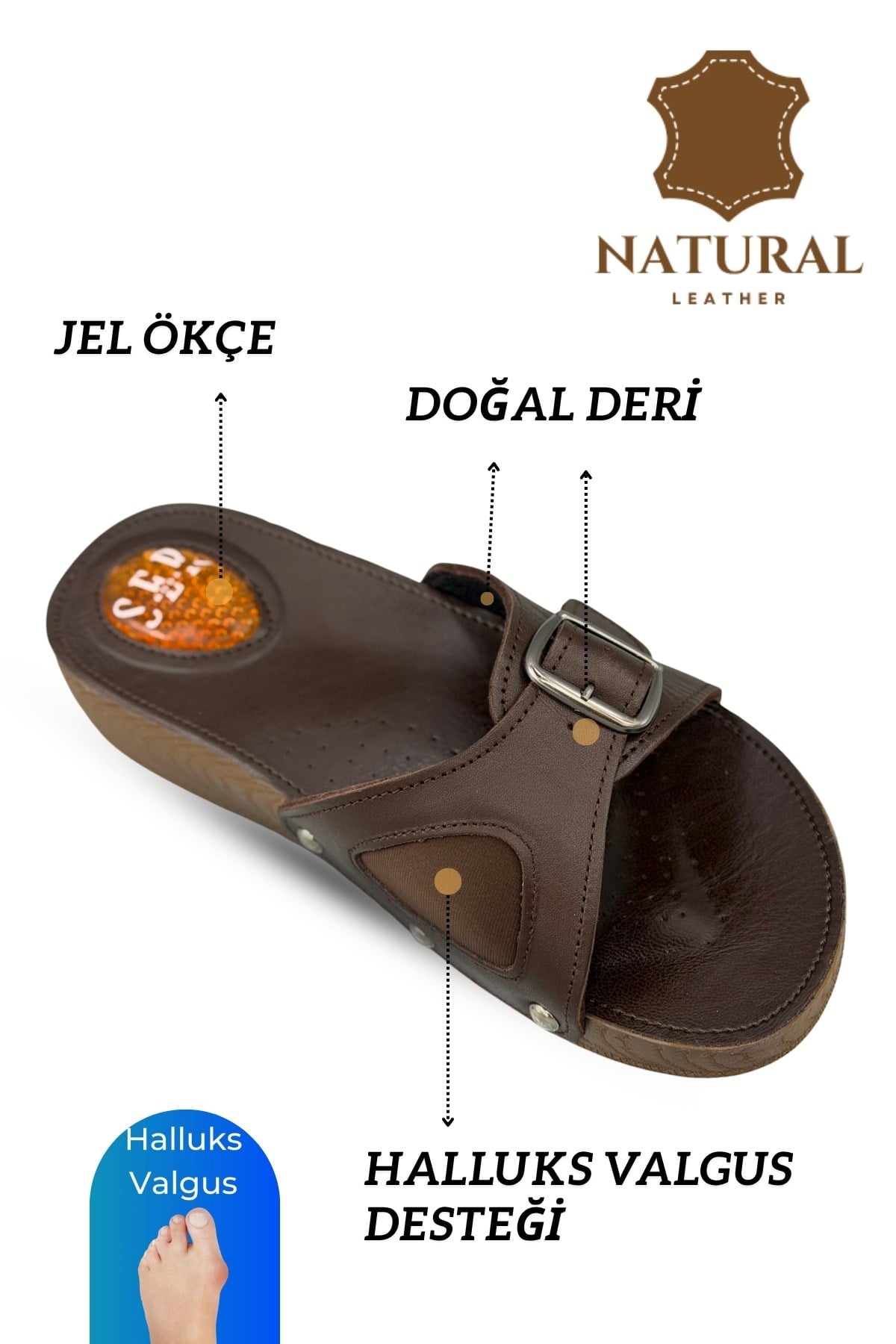 SERMODA , Kadın Terlik & Sandalet Modelleri ve Fiyatları | Sermoda , Sermoda Hakiki Deri Kadın Terlik - Halluks Valgus Destekli Jel Taban Kadın Terlik Kahve