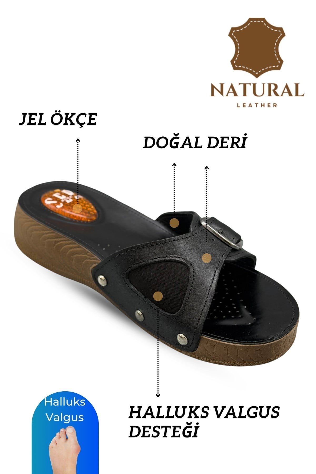 SERMODA , Kadın Terlik & Sandalet Modelleri ve Fiyatları | Sermoda , Sermoda Hakiki Deri Kadın Terlik - Halluks Valgus Destekli Jel Taban Kadın Terlik Siyah