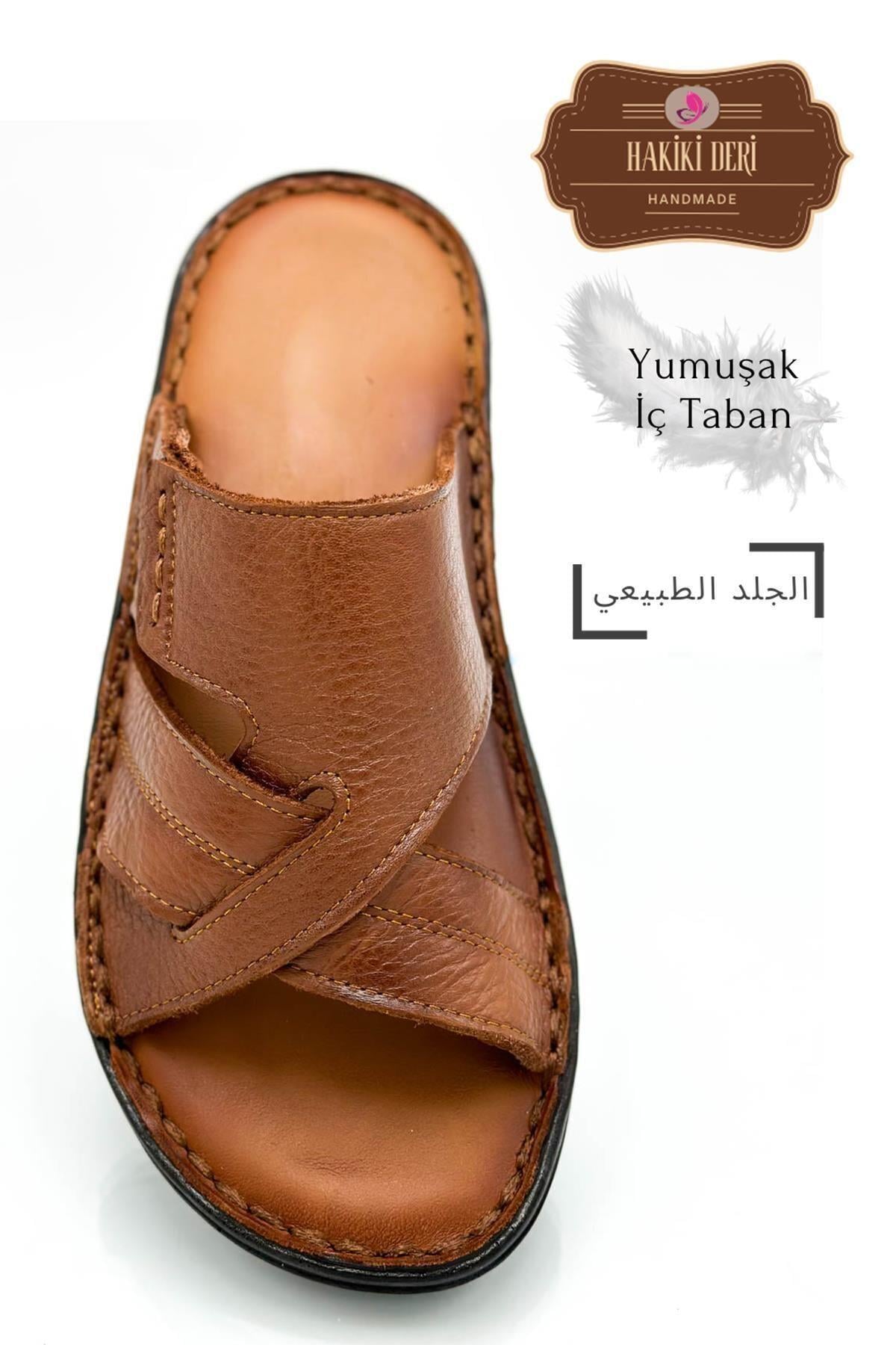 Sermoda Hakiki Gerçek Deri Erkek Terlik Hafif Terlik Deri G Şır Taba