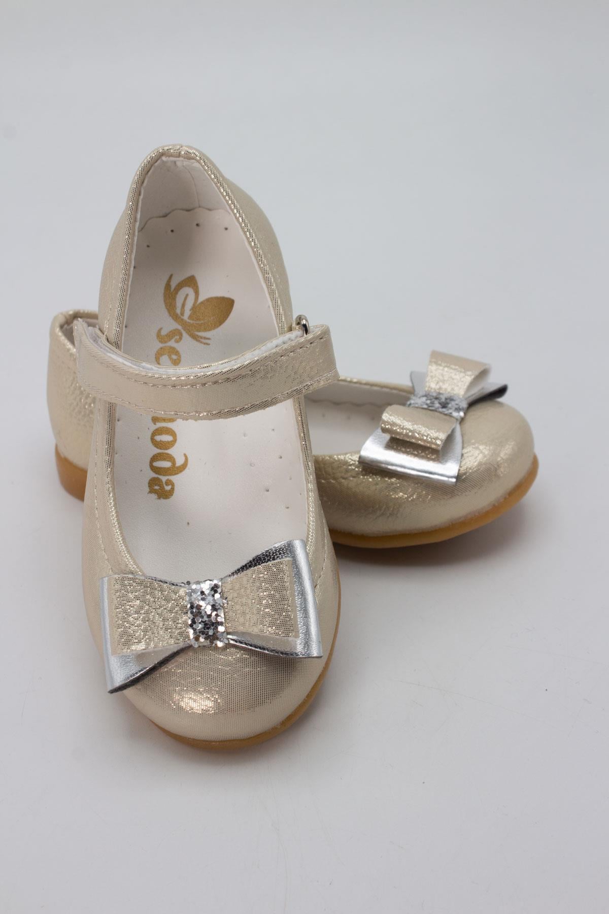 Sermoda Sultan Fiyonklu Simli Bebek Babet Altın Sarı