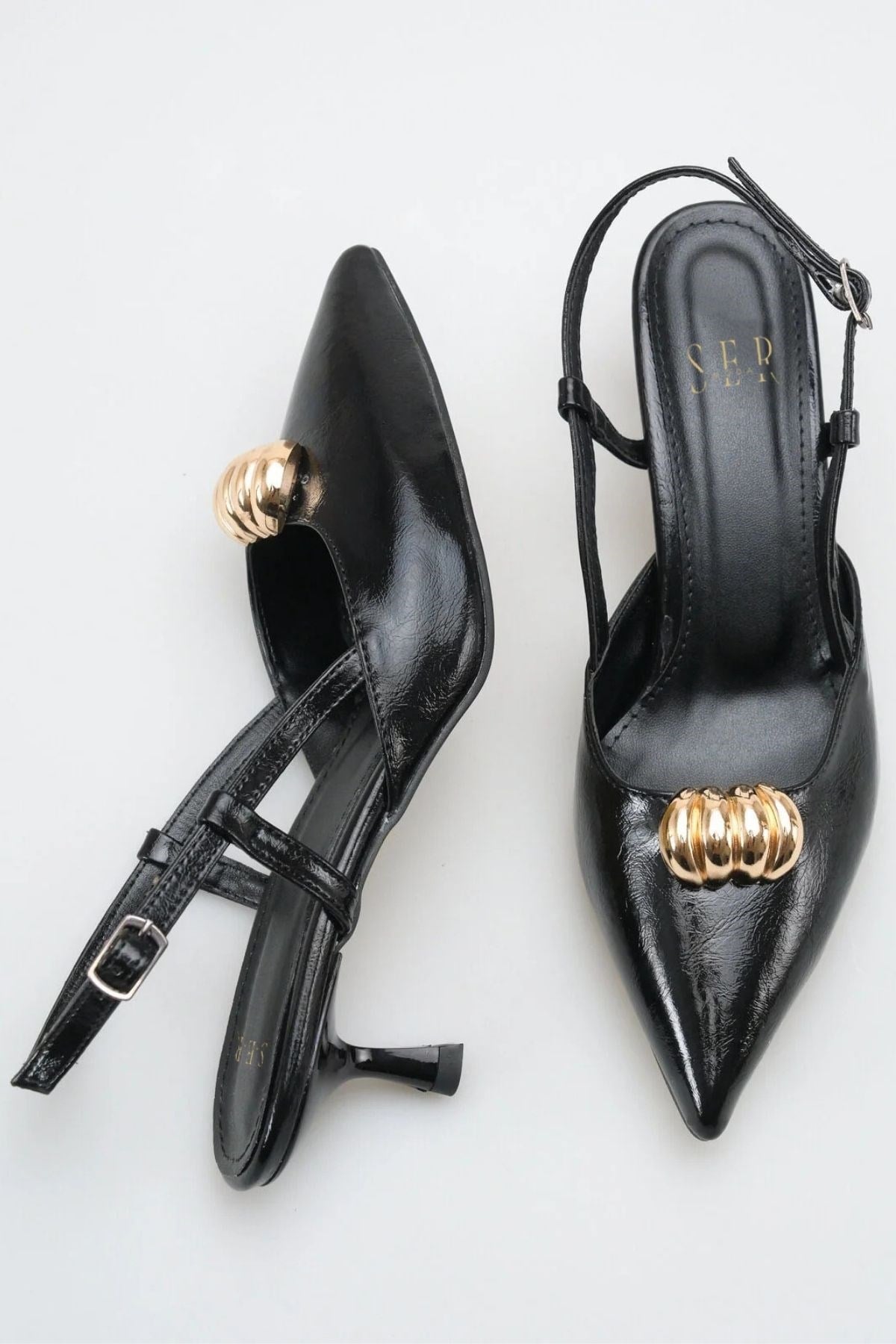 SERMODA , Topuklu Ayakkabı , Topuklu Kadın Ayakkabı - 5 cm İnce Topuklu Sivri Burun Kadın Stiletto Ayakkabı Siyah Yanki