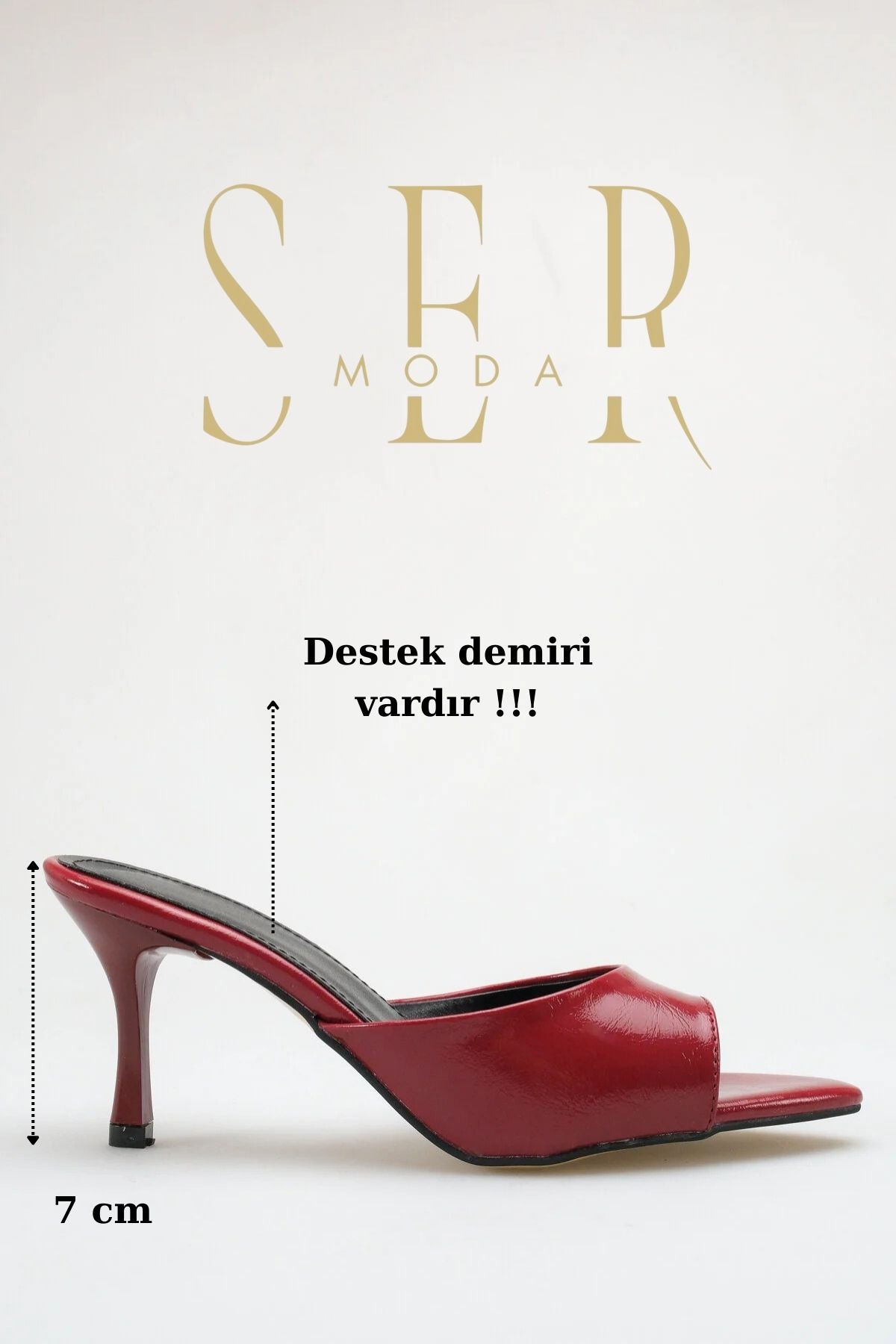 SERMODA , Terlik , Topuklu Kadın Terlik - 7 cm İnce Topuklu Sivri Burun Kadın Terlik Bordo Yanki