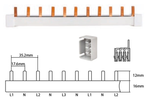 L1+N,L2+N,L3+N Müşterek W Otomat Baraları İğne Tip
