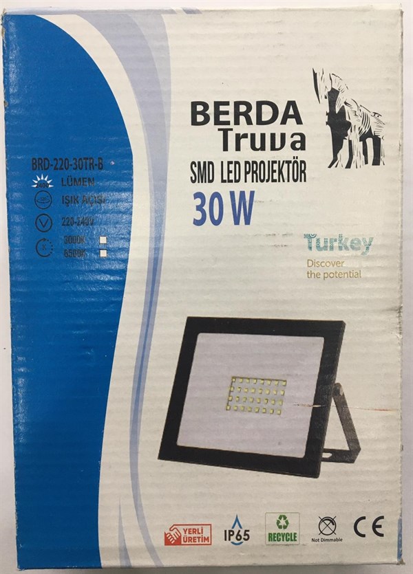 30W SMD Led Projektör Beyaz Berda 6500K